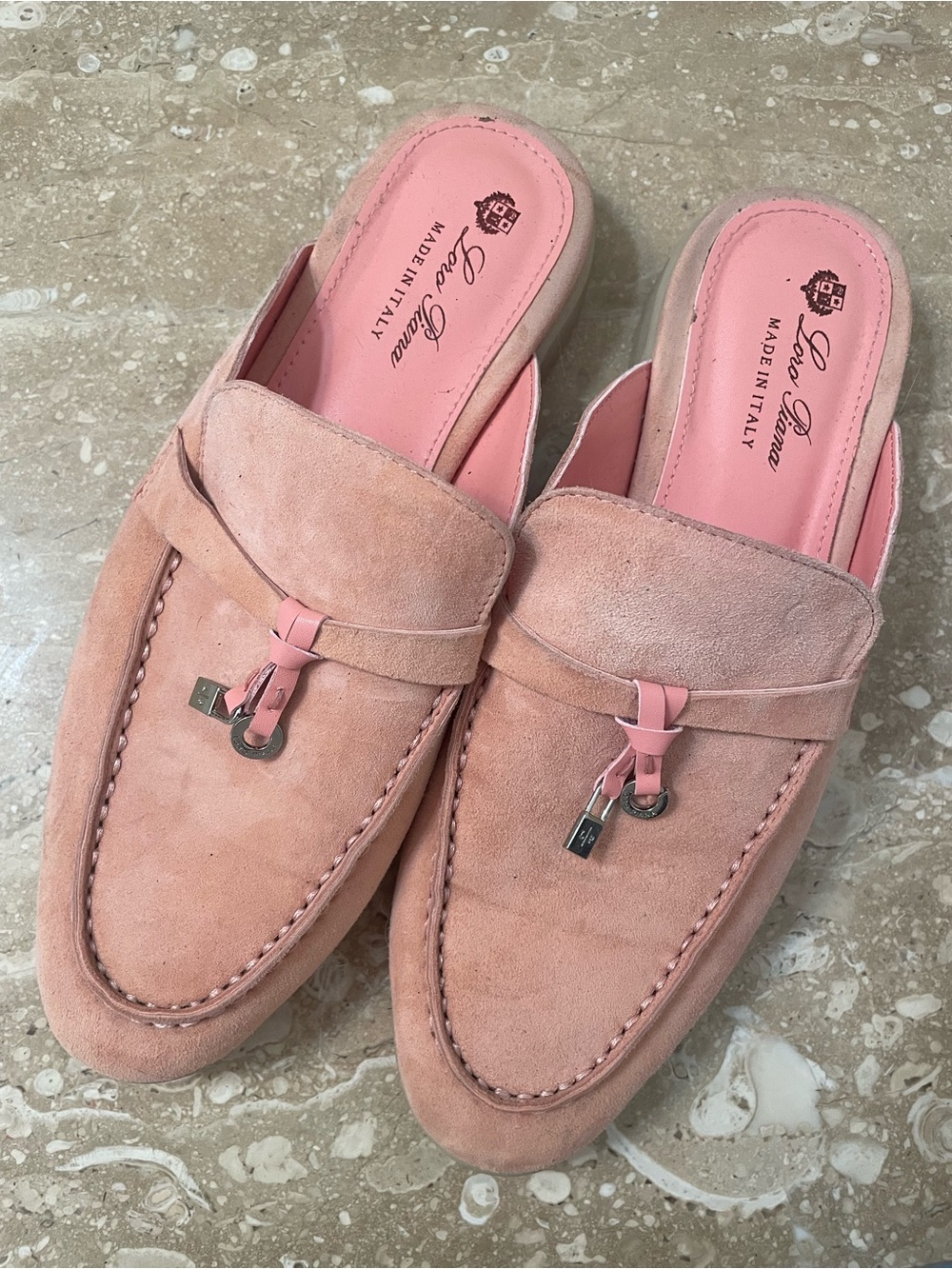 Pink Suede Slip-On Mules for women